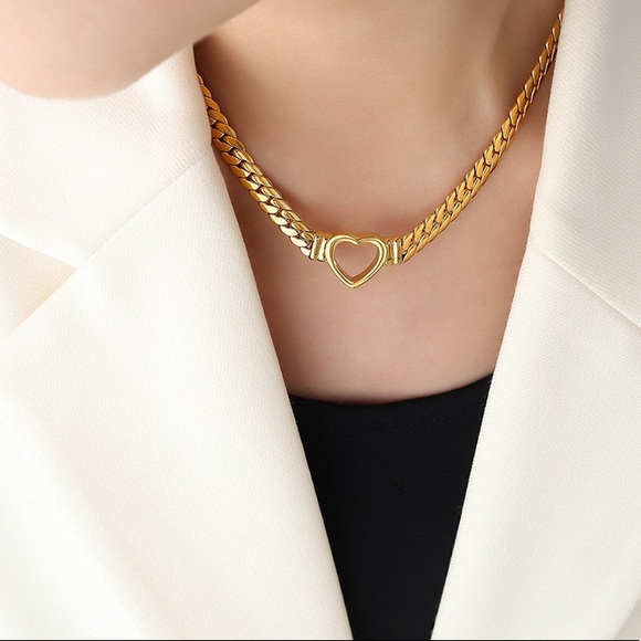 18k gold stamped vermeil titanium steel 
Heart necklace - Picture 3 of 6